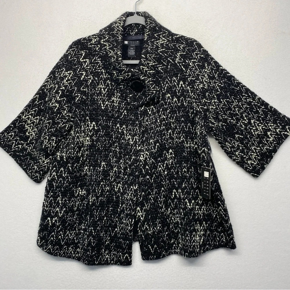 NWT Carole Little Woman Jacket Woven Black Acrylic Wool Blend 2X 3/4 Sleeve - Picture 1 of 8
